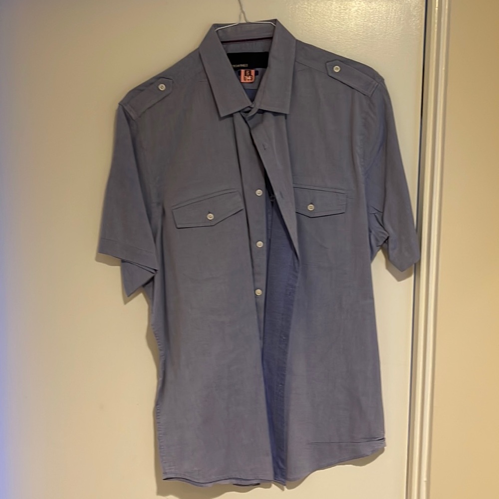 American rag xxl button down short sleeve shirt blue